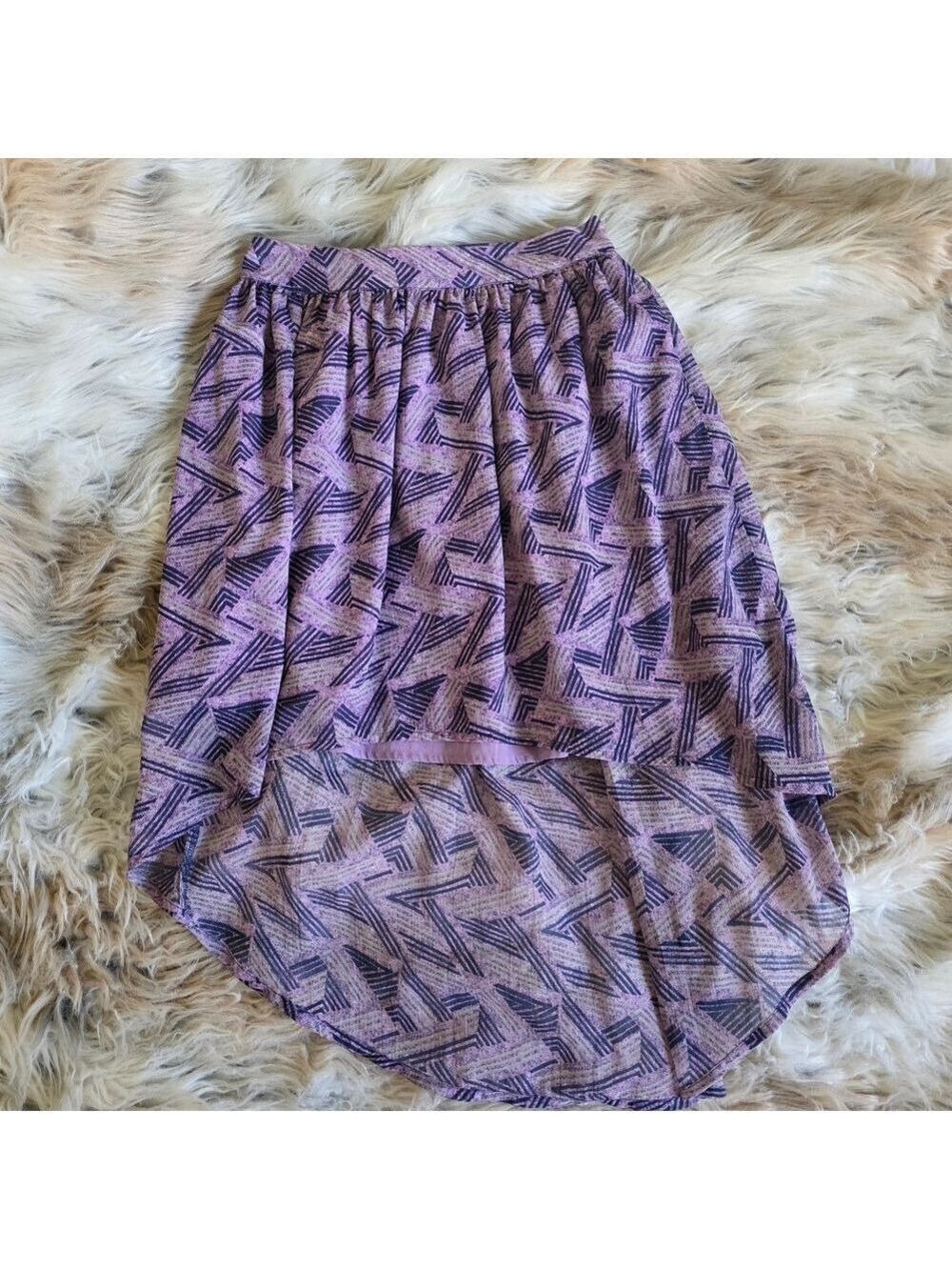 Converse Lavender Navy Geometric High Low Skirt